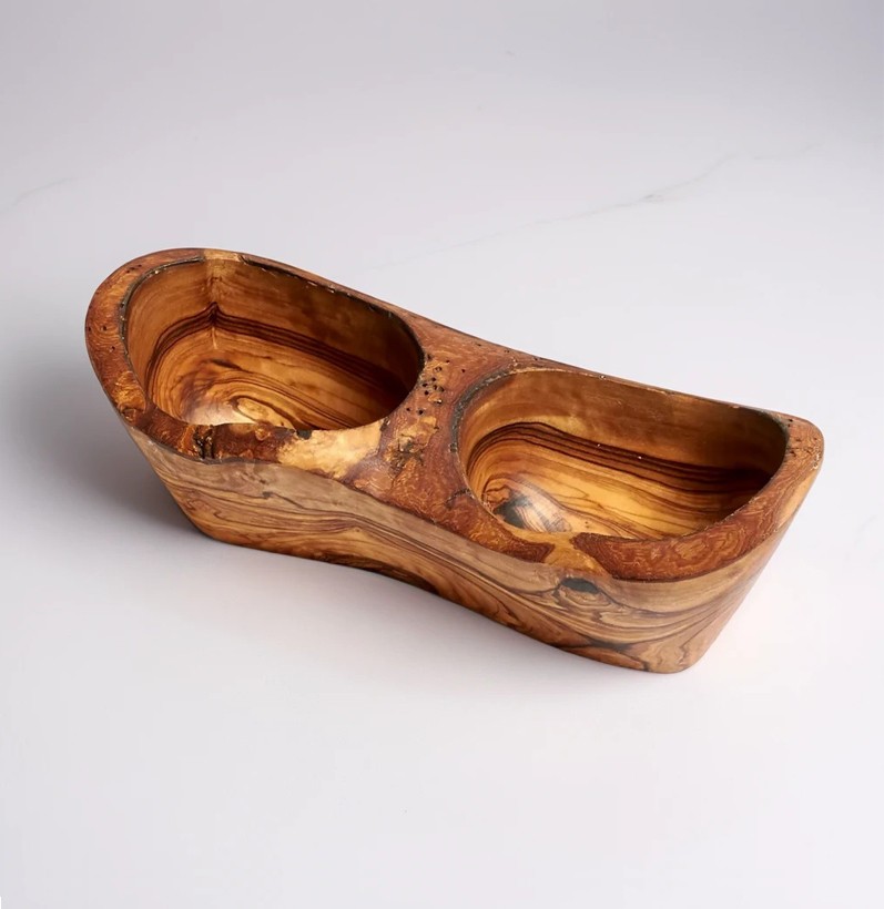 Olive wood Two Sections Bark Dish
